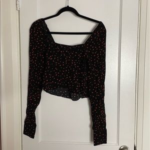 Free people cropped black cherry blouse - size small